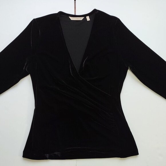 Soft Surroundings Velvet Top Soft Luxurious Elegant V-Neck 3/4 Sleeve WomenSmall - Picture 4 of 7